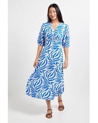 Dorothy Perkins - Petite Shirred Empire Seam Puff Sleeve Midi Dress - Lyst