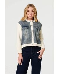 Izabel London - Denim Contrast Texture Boxy Jacket - Lyst