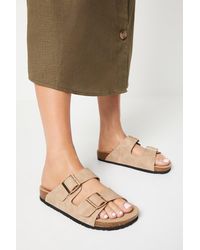 Oasis - Billie Double Buckle Strap Padded Footbed Sliders - Lyst