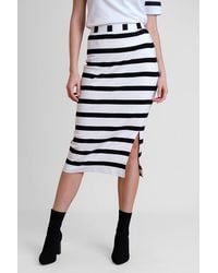 Enorsia - Striped Jersey Midi Skirt - Lyst