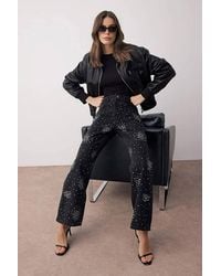 WOVCOR - High-Waist Stone-Detail Wide-Leg Jeans - Lyst