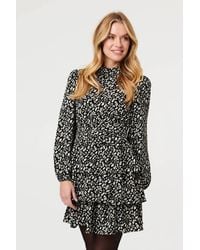 Izabel London - Animal Print High Neck Short Dress - Lyst