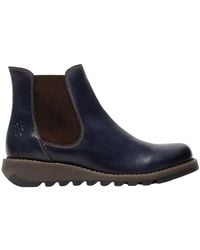Infinity Leather - Fly London Salv Chelsea Leather Ankle Casual Wedge Heel Boots - Lyst