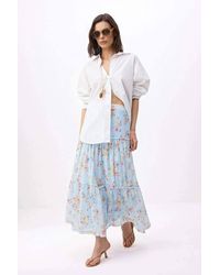 WOVCOR - Tiered Maxi Skirt W/ Ruffle Hem - Lyst