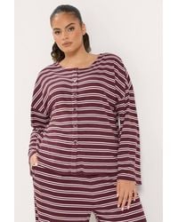 Yours - Striped Button Up Long Sleeve Top - Lyst