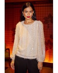 Yumi' - Hanging Sequin Long Sleeve Top - Lyst