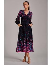 Jolie Moi - Long Sleeve Print Lace Maxi Dress - Lyst