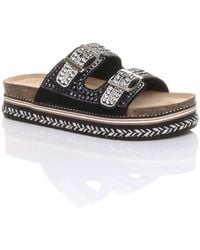 AJVANI - Platform Chunky Sole Diamante Buckle Footbed Sandals - Lyst