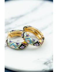 The Colourful Aura - Large Huggie Multicolour Floral Hoop Earrings - Lyst
