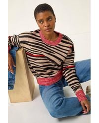 Roman - Contrast Animal Print Knit Jumper - Lyst