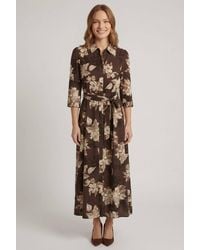 Izabel London - Floral 3/4 Sleeve Tie Maxi Shirt Dress - Lyst
