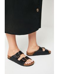 Oasis - Billie Double Buckle Strap Padded Footbed Sliders - Lyst
