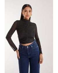 Pink Vanilla - Sparkle Long Sleeve Mesh Top - Lyst