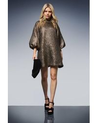 Dorothy Perkins - Dp Luxe Metallic Jacquard Blouson Sleeve Mini Dress - Lyst