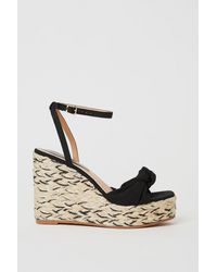 Oasis - Kendra Textile Knot Detail High Espadrille Wedge Sandals - Lyst