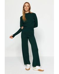 WOVCOR - Ribbed Knit Top & Wide Leg Pants Two Piece Set - Lyst
