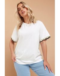 Yours - Metallic Crochet Trim T-Shirt - Lyst