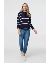 Izabel London - Striped Roll Neck Relaxed Jumper - Lyst