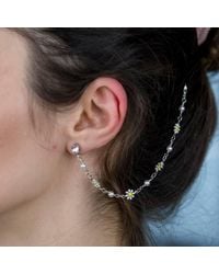 The Colourful Aura - Long Sunflower Floral Tassel Pearl Ear Cuffs Cha - Lyst