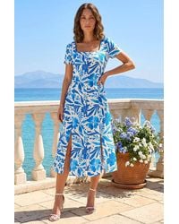 Roman - Petite Floral Button Front Midi Dress - Lyst