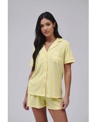 Loungeable - Super Soft Jersey Rib Traditional Short Sleeve Set - Lyst