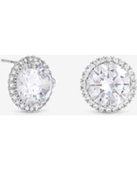 Jon Richard - Rhodium Plated & Crystal Statement Halo Stud Earrings - Lyst
