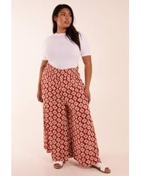 Blue Vanilla - Curve Shirred Wide Leg Aztec Trouser - Lyst