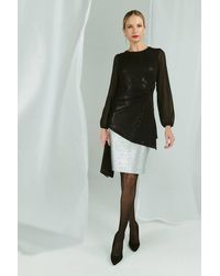Izabel London - Semi Sheer Sparkly Long Sleeve Blouse - Lyst