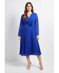 Wallis - Cape Sleeve Pleated Corsage Midi Dress - Lyst