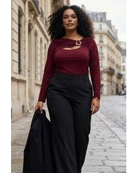 WOVCOR - Cut Out Hardware Detail Long Sleeve Fitted Top - Lyst