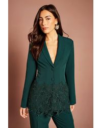 Coast - Single Breasted Lace Trim Fitted Blazer - Lyst
