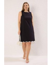 WOVCOR - Sleeveless Round Neck Mini A-Line Dress W/ Contrast Hem - Lyst