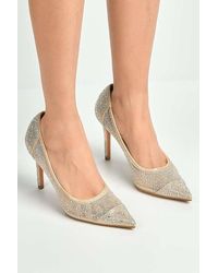 Miss Diva - Jasmine Mesh Detail Gemstone Embellished Court Shoes - Lyst