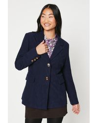 Oasis - Petite Cord Single Breasted Blazer - Lyst