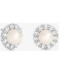 Jon Richard - Rhodium Plated Pearl & Pave Statement Halo Earrings - Lyst