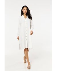 Liquorish - Linen Blend Midi Dress - Lyst