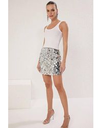 WOVCOR - Sequin Mini Skirt W/ Ruffle Detail - Lyst