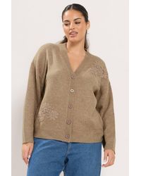 Yours - Applique Flower Long Sleeve Cardigan - Lyst