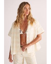 Nasty Gal - Embroidered Flower Short Sleeve Denim Shirt - Lyst