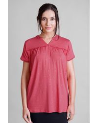 Enorsia - Golden Printed Cap Sleeve Jersey Tops - Lyst