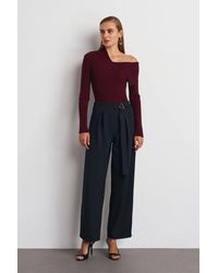 Dilvin - High-Waist Wide-Leg Crepe Trousers - Lyst