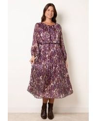 Blue Vanilla - Elasticated Waist Long Sleeve Round Neck Midi Dress - Lyst