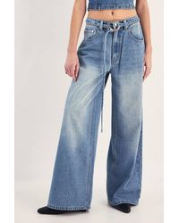 Nasty Gal - Ring Trim Denim Straight Leg Jeans - Lyst