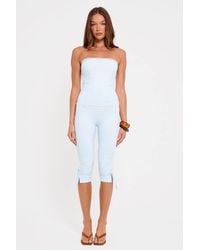 Public Desire - Gingham Lace Trim Capri Pants W/ Bow Tie - Lyst
