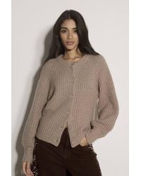 Apricot - Cotton Blend Chunky Ribbed Knit Cardigan - Lyst