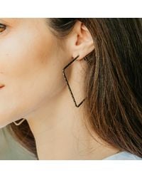The Colourful Aura - Large Hammered Square Geometric Hoop Earrings - Lyst
