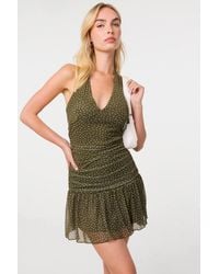 Pink Vanilla - Padded Cup Halter Mesh Polka Dot Spot Mini Dress - Lyst