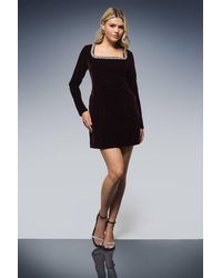 Dorothy Perkins - Velvet Embellished Neckline Structured Mini Dress - Lyst