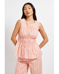 Dorothy Perkins - Petite Frill Detail Peplum Printed Shell Top - Lyst