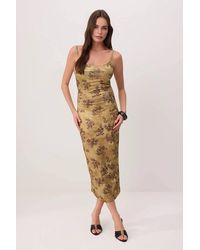 WOVCOR - Floral Bodycon Square Neck Sleeveless Knitted Dress - Lyst